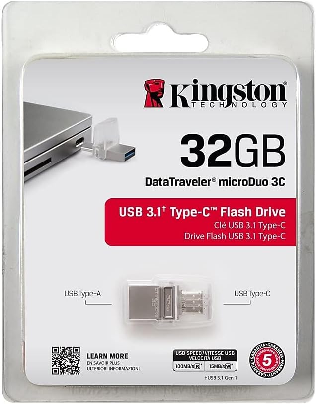 Kingston DataTraveler microDuo - Memoria USB 3.1 de 32 GB