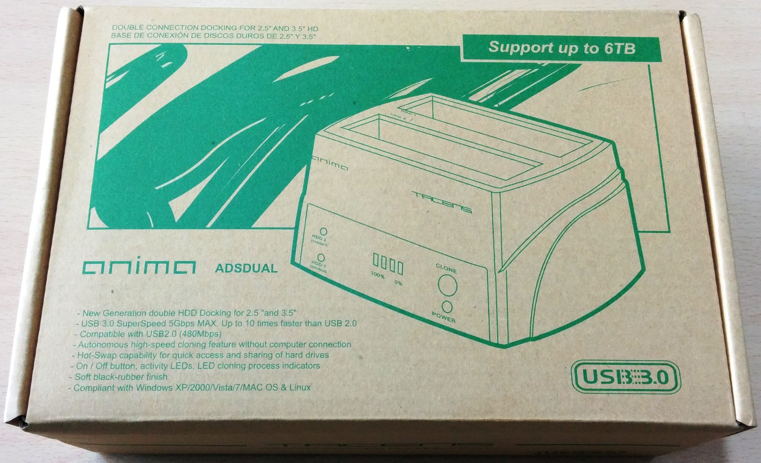 Adaptador de Discos Tacens Anima ADSDUAL (SATA a USB-C / USB 3.0)