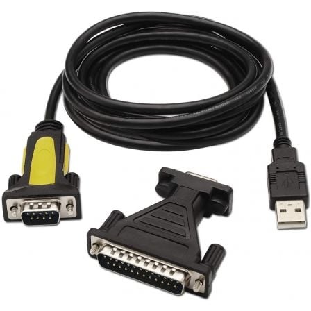 Cable Conversor impresora Aisens A104-0039/ USB Macho - DB9 Macho/ 1.8m/ Negro - Imagen 2