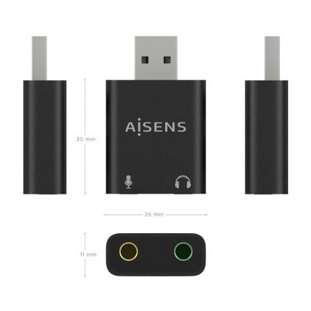 Tarjeta de Sonido Aisens A106-0768/ USB Macho - 2x Jack 3.5 Hembra - Imagen 3