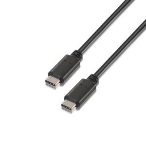 Cable USB 2.0 Tipo-C Aisens A107-0056/ USB Tipo-C Macho - USB Tipo-C Macho/ 480Mbps/ 1m/ Negro
