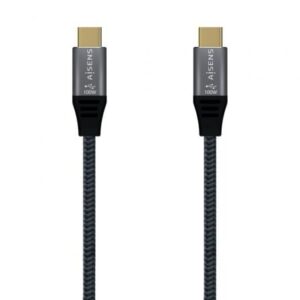 Cable USB 2.0 Tipo-C Aisens A107-0628 5A 100W/ USB Tipo-C Macho - USB Tipo-C Macho/ Hasta 100W/ 480Mbps/ 1m/ Gris