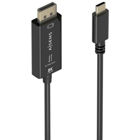 Cable Conversor Aisens A109-0879/ USB Tipo-C Macho – DisplayPort Macho/ 1.8m/ Negro