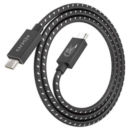 Cable USB 4.0 Tipo-C Aisens A156-0867/ USB Tipo-C Macho - USB Tipo-C Macho/ Hasta 240W/ 40Gbps/ 1m/ Gris - Imagen 2