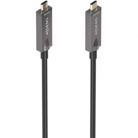 Cable USB 3.1 Tipo-C Aisens AOC A157-0882/ USB Tipo-C Macho - USB Tipo-C Macho/ Hasta 60W/ 10Gbps/ 10m/ Negro