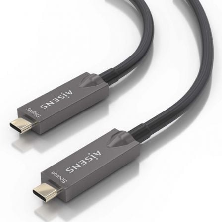 Cable USB 3.1 Tipo-C Aisens AOC A157-0882/ USB Tipo-C Macho - USB Tipo-C Macho/ Hasta 60W/ 10Gbps/ 10m/ Negro - Imagen 3