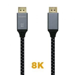 Cable DisplayPort 1.4 8K Aisens A149-0436/ DisplayPort Macho - DisplayPort Macho/ 1.5m/ Negro Gris