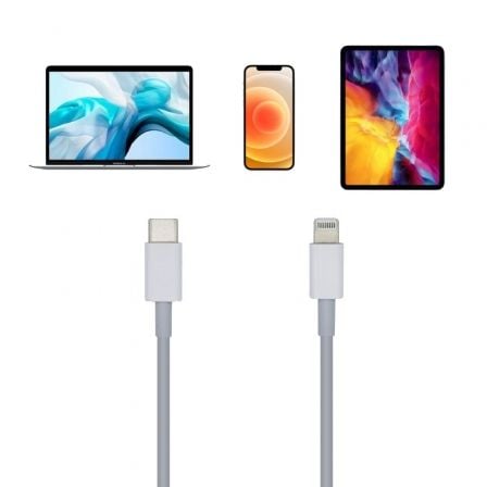 Cable USB Tipo-C 2.0 Lightning Aisens A102-0443/ Lightning Macho - USB Tipo-C Macho/ 480Mbps/ 2m/ Blanco - Imagen 4