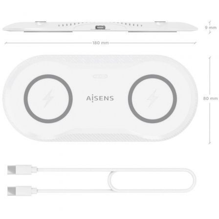 Base de carga Inalámbrica Aisens ASCH-15W2WC059-W/ 15W/ Blanco - Imagen 4