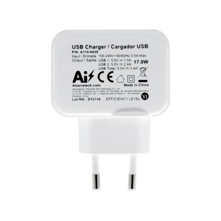 Cargador de Pared Aisens A110-0439/ 2xUSB/ 17W - Imagen 4