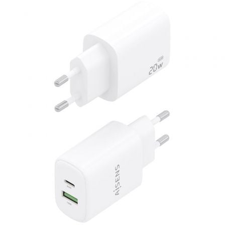 Cargador de Pared GaN Aisens A110-0909/ 1xUSB Tipo-C/ 1xUSB/ 20W/ Blanco 3 Cargador de Pared GaN Aisens A110-0909/ 1xUSB Tipo-C/ 1xUSB/ 20W/ Blanco - Imagen 3