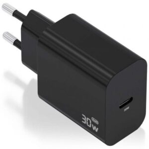 Cargador de Pared GaN Aisens A110-0941/ 1xUSB Tipo-C/ 30W/ Negro