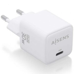 Cargador de Pared GaN Aisens ASCH-30W1P035-W/ 1xUSB Tipo-C/ 30W