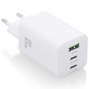 Cargador de Pared GaN Aisens ASCH-65W3P041-W/ 2xUSB Tipo-C/ 1xUSB/ 65W