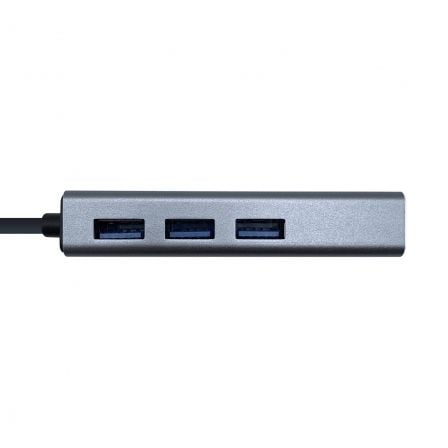 Hub USB Tipo-C Aisens A109-0396/ 3xUSB/ 1xRJ45/ Gris - Imagen 2