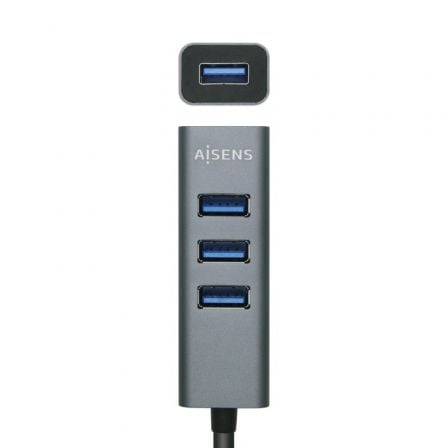 Hub USB Tipo-C Aisens A109-0508/ 4xUSB/ Gris - Imagen 2