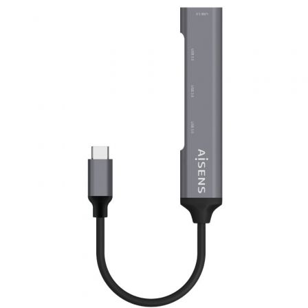 Hub USB Tipo-C Aisens A109-0541/ 4xUSB/ Gris - Imagen 2