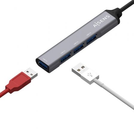 Hub USB Tipo-C Aisens A109-0541/ 4xUSB/ Gris - Imagen 3