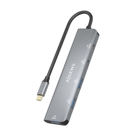 Hub USB Tipo-C Aisens A109-0857/ 3xUSB/ 1xUSB Tipo-C/ 1xUSB Tipo-C PD/ Gris - Imagen 3