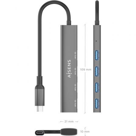 Hub USB Tipo-C 3.0 Aisens A106-0540/ 4xUSB - Imagen 4