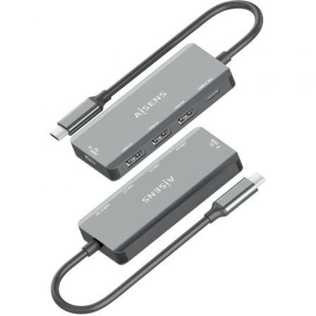 Hub USB Tipo-C Aisens A109-0945/ 3xUSB/ 1xUSB Tipo-C/ 1xUSB Tipo-C PD/ Gris - Imagen 3