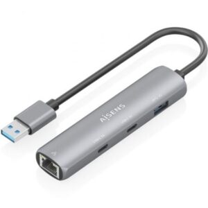 Hub USB Aisens ASUC-4P036-GR/ 2xUSB Tipo-C/ 1xUSB/ 1xRJ45/ Gris