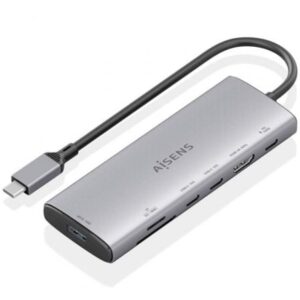 Docking USB Tipo-C Aisens ASUC-7P031-GR/ 1xHDMI 4K/ 1xUSB/ 2xUSB Tipo-C/ 1xLector Tarjetas/ 1xUSB Tipo-C PD/ Gris