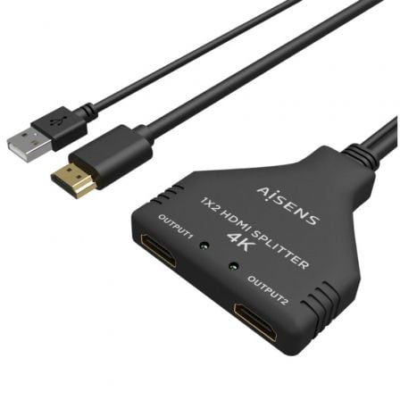 Cable Duplicador HDMI 4K Aisens A123-0654/ 2x HDMI Hembra - HDMI Macho - USB Macho/ 30cm/ Negro - Imagen 2