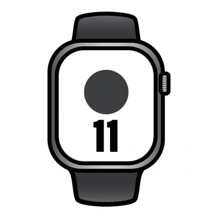 Apple Watch Series 11/ GPS/ Cellular/ 42mm/ Titanio Negro/ Pizarra Correa Deportiva Negro (S/M)