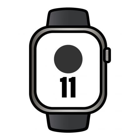 Apple Watch Series 11/ GPS/ Cellular/ 46mm/ Titanio Negro Pizarra/ Correa Deportiva Negra S/M