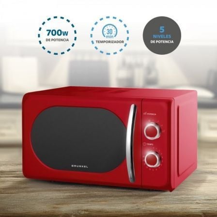 Microondas Grunkel Vintage MW-20ROJO/ 700W/ Capacidad 20L/ Rojo - Imagen 4