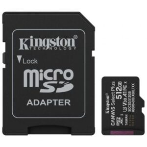Tarjeta de Memoria Kingston CANVAS Select Plus 512GB microSD XC con Adaptador/ Clase 10/ 150MBs