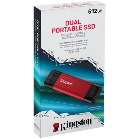 Disco Externo SSD Kingston Dual Portable SSD 512GB/ USB Tipo-C y USB 3.2/ Rojo - Imagen 4