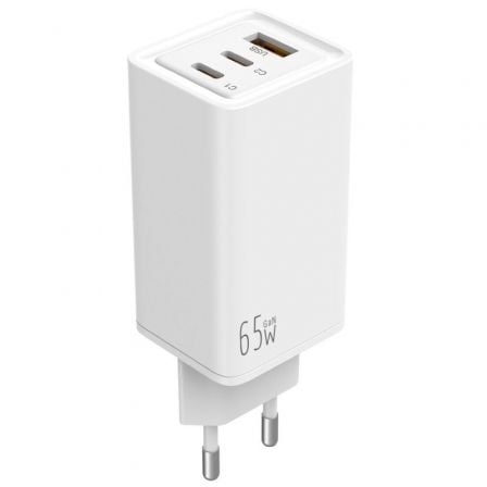 Cargador de Pared GaN Leotec LECSPH65W3W/ 2xUSB Tipo-C/ 1xUSB/ 65W