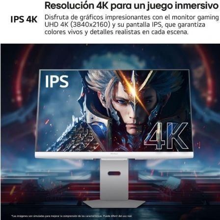 Smart Monitor Gaming LG UltraGear 32G810SA-W 32"/ 4K/ Multimedia/ 1ms/ 144Hz/ IPS/ Regulable en altura/ Smart TV/ Blanco - Imagen 3