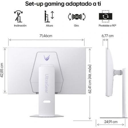 Smart Monitor Gaming LG UltraGear 32G810SA-W 32"/ 4K/ Multimedia/ 1ms/ 144Hz/ IPS/ Regulable en altura/ Smart TV/ Blanco - Imagen 4