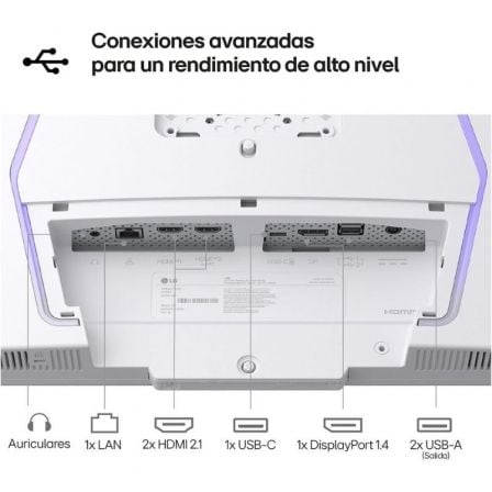 Smart Monitor Gaming LG UltraGear 32G810SA-W 32"/ 4K/ Multimedia/ 1ms/ 144Hz/ IPS/ Regulable en altura/ Smart TV/ Blanco - Imagen 5