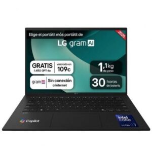 Portátil LG Gram 14ZD90T-G AX88B Intel Core Ultra 7-255H/ 32GB/ 1TB SSD/ 14"/ Sin Sistema Operativo