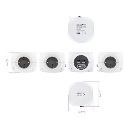 Regleta Nanocable 10.37.0001/ 3 Tomas de corriente/ 2 USB - 2 USB Tipo-C/ Cable 1.4m/ Blanca - Imagen 5