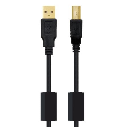 Cable USB 2.0 Impresora Nanocable 10.01.1205/ USB Tipo-B Macho - USB Macho/ 5m/ Negro - Imagen 2