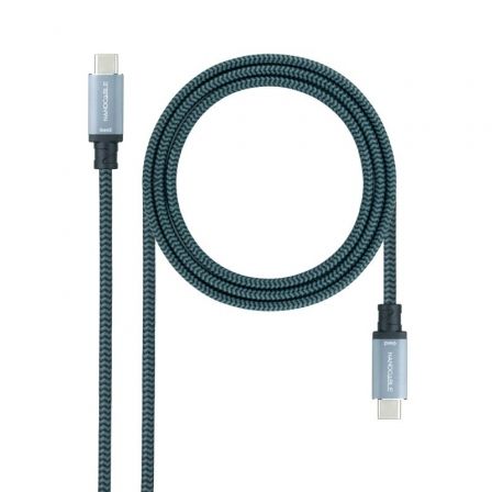 Cable USB 3.1 Tipo-C Nanocable 10.01.4102-COMB/ USB Tipo-C Macho - USB Tipo-C Macho/ Hasta 100W/ 10Gbps/ 2m/ Gris y Negro - Imagen 2