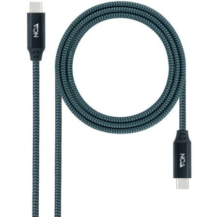 Cable USB 3.2 Nanocable 10.01.4300-COMB/ USB Tipo-C Macho - USB Tipo-C Macho/ Hasta 100W/ 20Gbps/ 50cm/ Gris y Negro