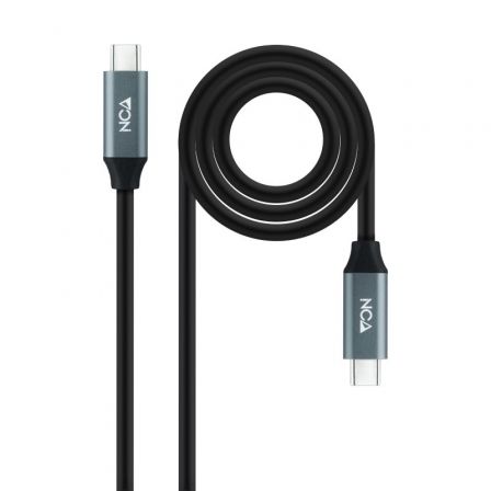 Cable USB 3.2 Tipo-C Nanocable 10.01.4301-L150/ USB Tipo-C Macho - USB Tipo-C Macho/ Hasta 100W/ 20Gbps/ 1.5m/ Gris y Negro - Imagen 2