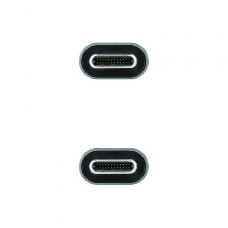 Cable USB 3.2 Tipo-C Nanocable 10.01.4301-L150/ USB Tipo-C Macho - USB Tipo-C Macho/ Hasta 100W/ 20Gbps/ 1.5m/ Gris y Negro - Imagen 3