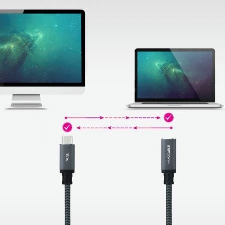 Cable Alargador USB Tipo-C 3.2 Nanocable 10.01.4500-COMB/ USB Tipo-C Macho - USB Tipo-C Hembra/ 50cm/ Negro - Imagen 5