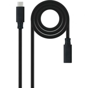 Cable Alargador USB Tipo-C 3.2 Nanocable 10.01.4501-L150/ USB Tipo-C Macho - USB Tipo-C Hembra/ 1.5m/ Negro