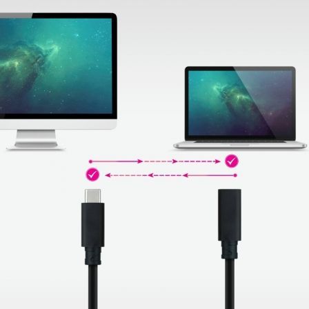 Cable Alargador USB Tipo-C 3.2 Nanocable 10.01.4502/ USB Tipo-C Macho - USB Tipo-C Hembra/ 2m/ Negro - Imagen 5