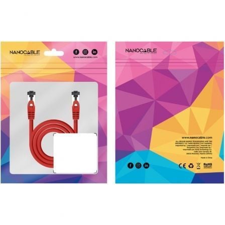 Cable de Red RJ45 SSTP Nanocable 10.20.2001-R Cat.8.1/ 1m/ Rojo - Imagen 2