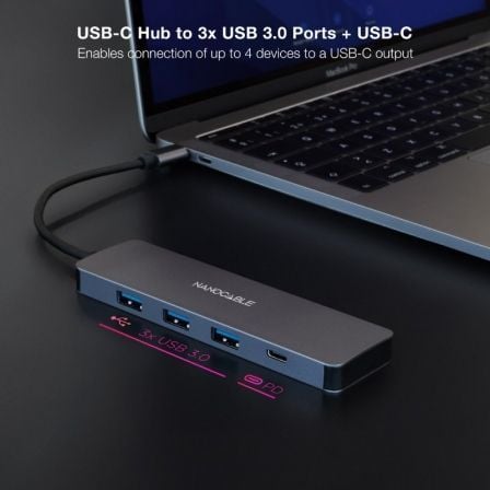 Hub USB Tipo-C Nanocable 10.16.4409/ 3xUSB/ 1xUSB Tipo-C/ Gris - Imagen 3