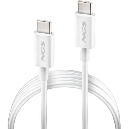 Cable USB 2.0 Tipo-C NGS ZYRO 60W-1/ USB Tipo-C Macho - USB Tipo-C Macho/ Hasta 60W/ 480Mbps/ 1m/ Blanco - Imagen 2